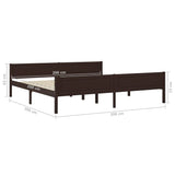 Bed Frame without Mattress Solid Pinewood Dark Brown 200x200 cm 322123