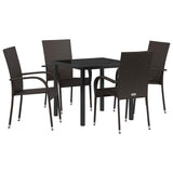 Garden Dining Set 5 pcs Brown Powder-Coated Steel 3379395