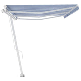 ZNTS Freestanding Manual Retractable Awning 600x350 cm Blue/White 3069676