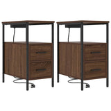 Bedside Cabinet 2 pcs Brown Oak 30 x 48 x 61 cm Engineered Wood 859419