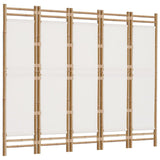 Folding 5-Panel Room Divider 200 cm Bamboo and Canvas 350625