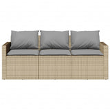Garden Sofa with Cushions 3-Seater Beige Poly Rattan 366345