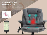 Massage Recliner Chair Heated Office Chair with Six Massage Points Linen-Feel Fabric 360&deg Swivel T3398P328195
