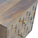 Chestnut Cube Carved Bedside IN781