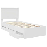Bed Frame with Drawer White 75 x 190 cm Engineer Wood 3409510