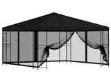 Garden Gazebo with Sidewalls 3 x 3 m Black Polyester and Steel 900346