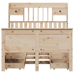ZNTS Bookcase Bed without Mattress 120x190 cm Small Double Solid Wood Pine 3308939