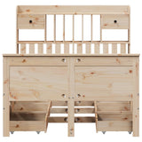 ZNTS Bookcase Bed without Mattress 120x190 cm Small Double Solid Wood Pine 3308939