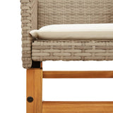 Garden Chairs with Cushions 2 pcs Beige Poly Rattan&Solid Wood 368716