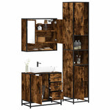 3 Piece Bathroom Furniture Set Smoked Oak Engineered Wood 3301107