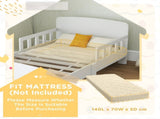 Toddler Bed, Kids Bed Frame with Safety Side Rails, Kids Bedroom Furniture for Ages 3-8 Years, White T3398P422140