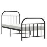 Metal Bed Frame without Mattress with Footboard Black 90x190cm 353645