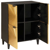 Side Cabinet Black and Gold 60 x 33.5 x 75 cm Solid Mango Wood 4017854