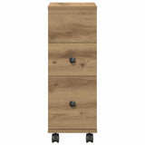Narrow Bathroom Cabinet with Wheels Artisan Oak Engineered Wood 855240