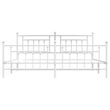 Bed Frame White Powder-Coated Steel 193 x 203 cm Industrial 353610