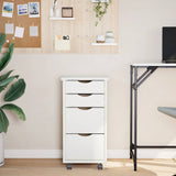 Rolling Cabinet with Drawers MOSS White Solid Wood Pine 355904