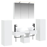 Bathroom Furniture Set 6 pcs White Engineered Wood and Glass 3407111