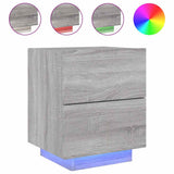 Bedside Cabinet with LED Lights Grey Sonoma Engineered Wood 836745