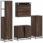 ZNTS 4 Piece Bathroom Furniture Set Brown Oak Engineered Wood 3301259