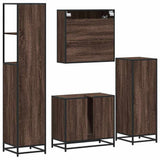 4 Piece Bathroom Furniture Set Brown Oak Engineered Wood 3301259