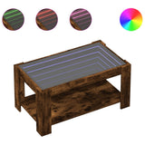 Coffee Table with LED Smoked Oak 93x53x45 cm Engineered Wood 847557