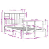 Bookcase Bed without Mattress White 135x190 cm Double Solid Wood Pine 3321825