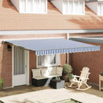 Retractable Awning Manual Blue and White 400x300 cm Fabric 3330485