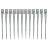 Ground Spikes 12 pcs Silver 9x9x90 cm Galvanised Steel 145418