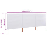 47148 3-panel Wind Screen Fabric 400x160 cm Sand White