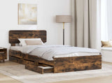 Bed Frame with Drawer Smoked Oak 100 x 200 cm Engineered Wood 3412217