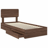 Storage Bed with Drawer Brown Oak 90 x 190 cm Engineered Wood 3412324