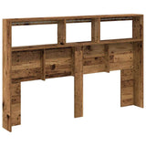 Headboard Cabinet with LED Old Wood 160x17x102 cm 863131