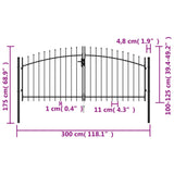 ZNTS Fence Gate Double Door with Spike Top Steel 3x1.25 m Black 146027