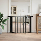 Dog Gate Foldable 3 Panels Black 150 cm Solid Wood Fir 352286