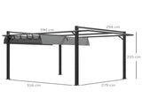 3 x 4m Retractable Pergola, Garden Gazebo Shelter with Aluminium Frame, for Grill, Patio, Deck, Dark T3398P322092