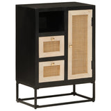 Sideboard Black 55x30x76 cm Solid Wood Mango and Iron 372001