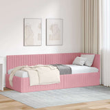 Corner Bed Frame with Headboard Pink 80 x 200 cm Velvet 42016249