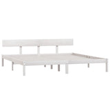 Bed Frame without Mattress White Solid Wood Super King 810163