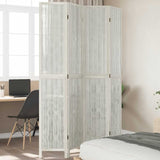 Room Divider 4 Panels White Solid Wood Paulownia 358676