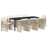 Garden Dining Set 9 pcs Beige Poly Rattan 3380636