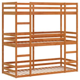 Triple Bunk Bed without Mattress Wax Brown 90x190 cm Single Solid Wood Pine 3284259