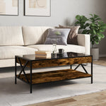 ZNTS Coffee Table with Infinity LED Smoked Oak 90x50x38 cm 847709