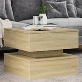 Coffee Table with LED Lights Sonoma Oak 50x50x40 cm 839856