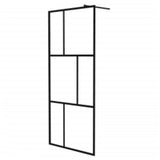 Walk-in Shower Wall with Tempered Glass Black 90x195 cm 149153