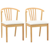 Dining Chair 2 pcs Natural and White Solid Rubberwood 42020401