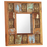 Mirror with Buddha Cladding 50x50 cm Solid Reclaimed Wood 321813