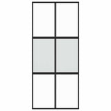 Sliding Door Black 90x205 cm Tempered Glass and Aluminium 155211