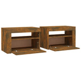 ZNTS Bedside Cabinets 2 pcs with LEDs Smoked Oak 60x35x40 cm 3144972