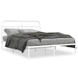 Metal Bed Frame without Mattress with Headboard White 150x200cm 377168