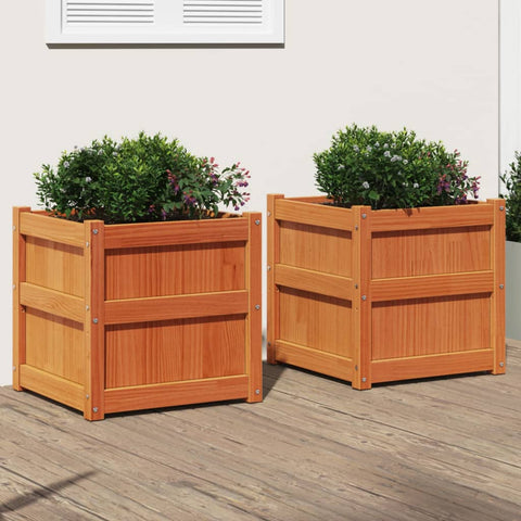 Garden Planters 2 pcs Wax Brown Solid Wood Pine 837429